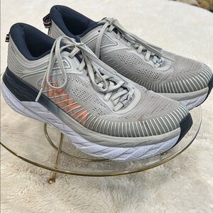 Hoka One One Bondi 7 Women’s Size 9.5 Running Shoes Lunar Rock/Iris 1110519 LRBI